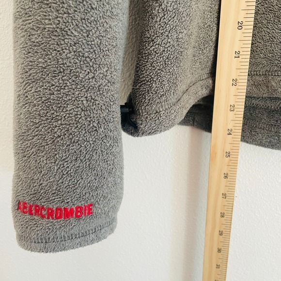 Y2K Abercrombie Fitch Gray Fleece Zip Up Jacket‎ Pockets Cozy Warm Womens L - Picture 9 of 11